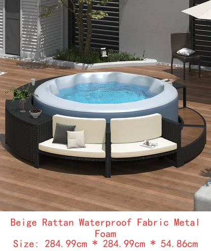 Rattan Sofa Set with Storage, Mini Sofa & Cushions for Patio and Backyard, Beige Color