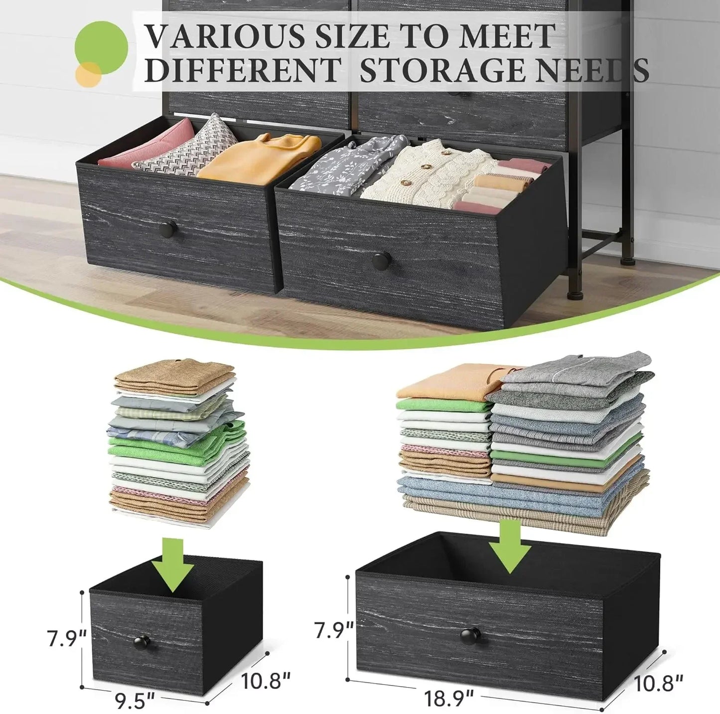 Dresser for Bedroom with 12 Drawers Dressers & Chests of Drawers Black Dresser for Bedroom, Fabric Dresser, Black