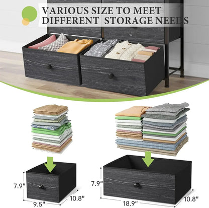 Dresser for Bedroom with 12 Drawers Dressers & Chests of Drawers Black Dresser for Bedroom, Fabric Dresser, Black