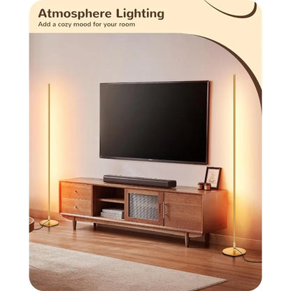 LED Corner Floor Lamp, Minimalist Dimmable Light with Remote, Standing LED 57.5 Inches Tall Lamp