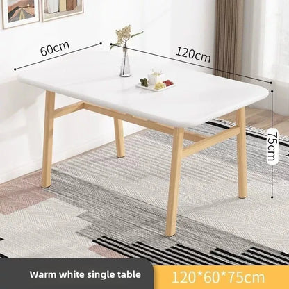 Thick Solid Wood Rectangular Dining Table Set 4 Chairs Restaurant Home Commercial Minimalist Natural Wood Finish Furniture