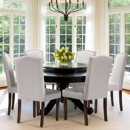 Dining Chairs Set of 4, Kitchen Chairs, High-end Upholstered Dining Room Chair with Nailhead Trim and Wood Legs