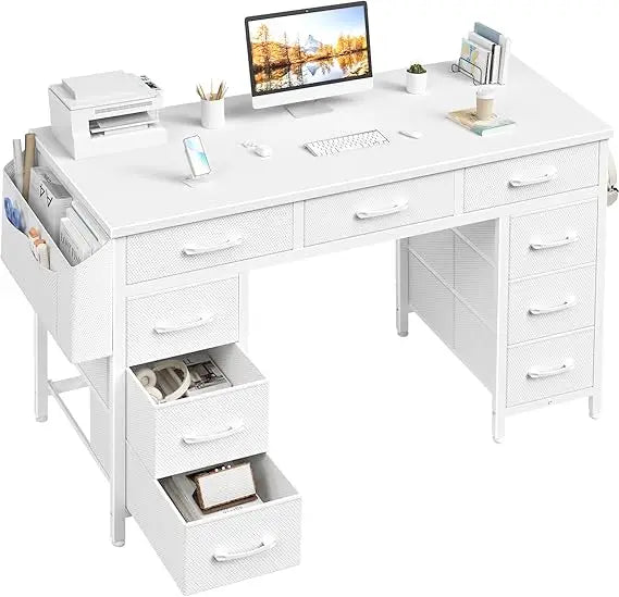 47 Inch Computer Desk with 9 Drawers, Office Desk Work Desk for Home Office, Study, Writing