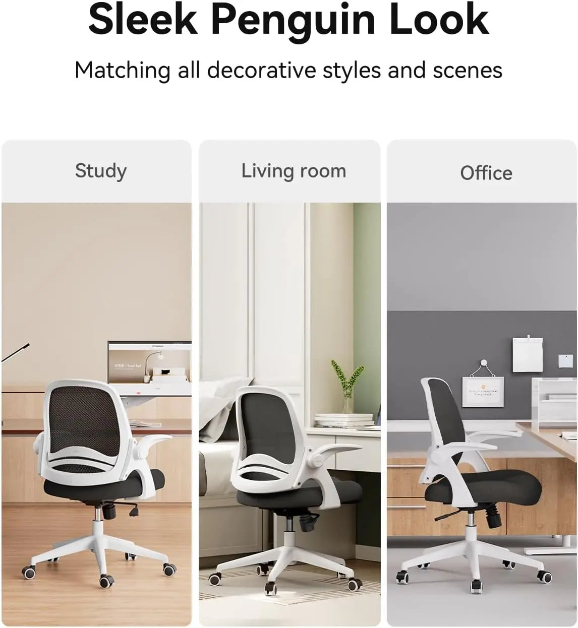 Office Desk Chair With Flip-Up Armrests And Saddle Cushion, Ergonomic Office Chair With S-Shaped Backrest, Swivel, Mesh, White,c