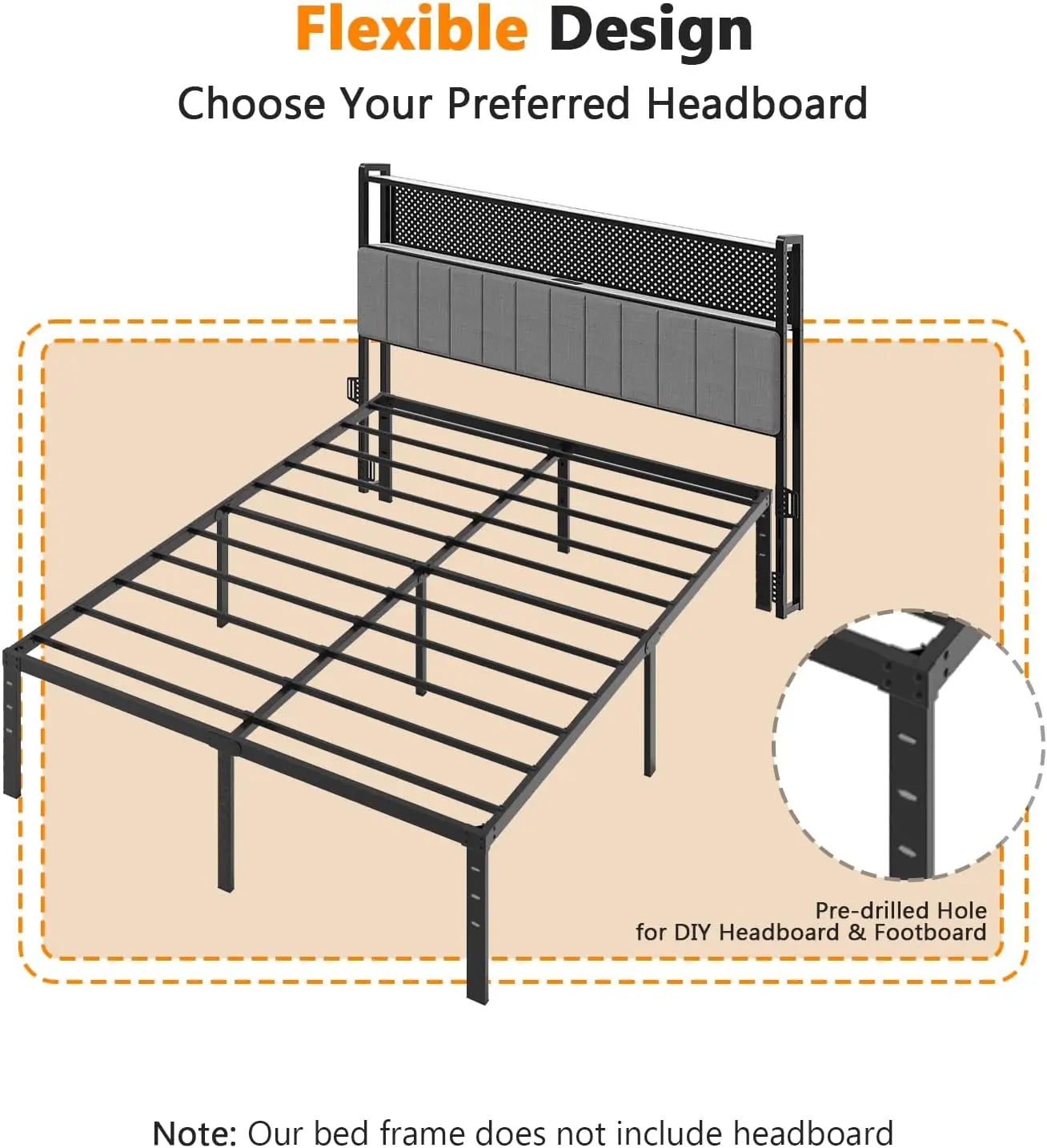 12 Inch Full Bed Frame, Heavy Duty Metal Platform, No Box Spring Needed, Steel Slat Support, Easy Assembly, Noise-Free