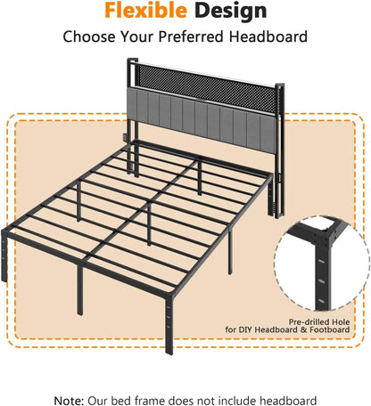 12 Inch Full Bed Frame, Heavy Duty Metal Platform, No Box Spring Needed, Steel Slat Support, Easy Assembly, Noise-Free