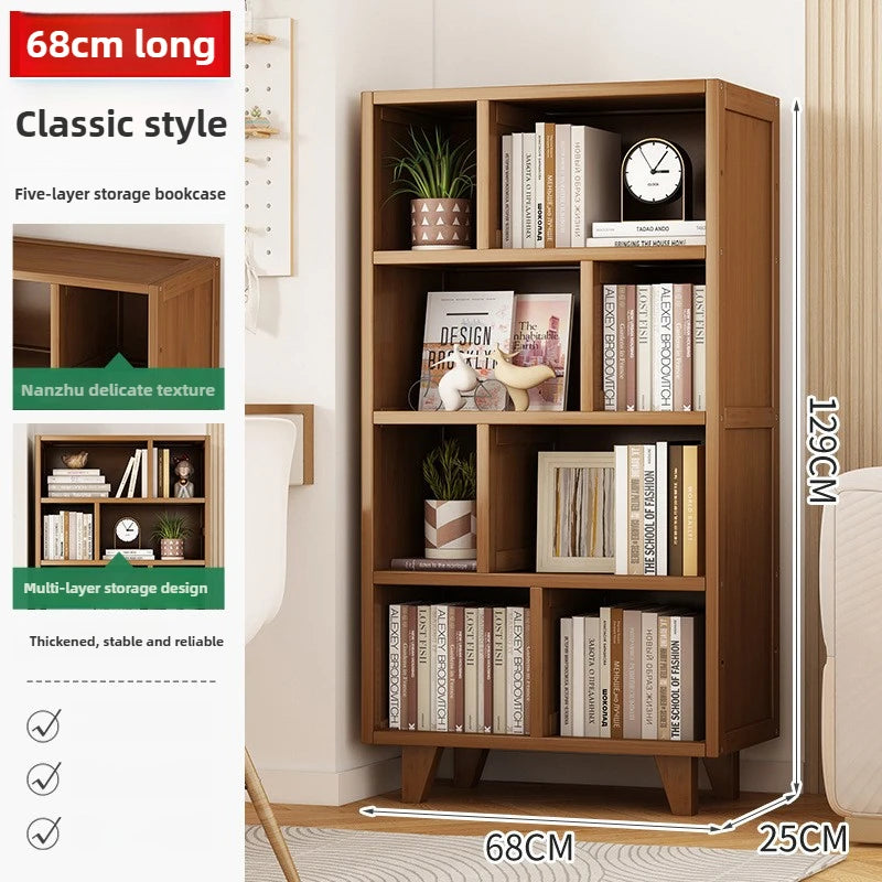 Bookshelf Shelf Floor-to-ceiling living room locker Layered display Storage cabinet Against the wall with pumping bookcase