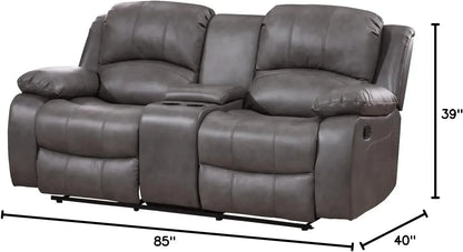 Hot sales2PC Leather Air Reclining Sofa Loveseat Set Living Room Set 8018 Multiple Colors (Gray)