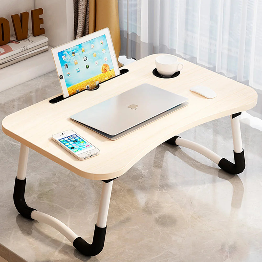 Folding Laptop Desk for Bed Sofa Laptop Bed Tray Table Desk Portable Lap Desk With tablet slot and cup holder Table support