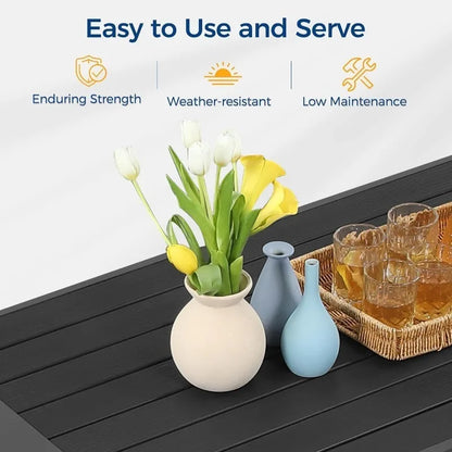 7-Seat Aluminum Patio Set, Metal Sectional Sofa with Coffee Table