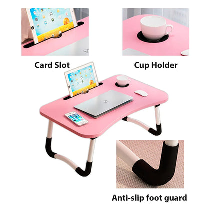 Folding Laptop Desk for Bed Sofa Laptop Bed Tray Table Desk Portable Lap Desk With tablet slot and cup holder Table support
