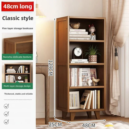Bookshelf Shelf Floor-to-ceiling living room locker Layered display Storage cabinet Against the wall with pumping bookcase