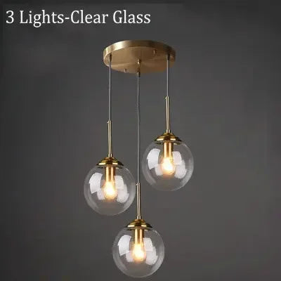 Amber Smoke Gray Clear Glass Pendant Lamp LED E27 Hanging Light for Dining Room Table Kitchen Island Bedroom Bedside Lighting