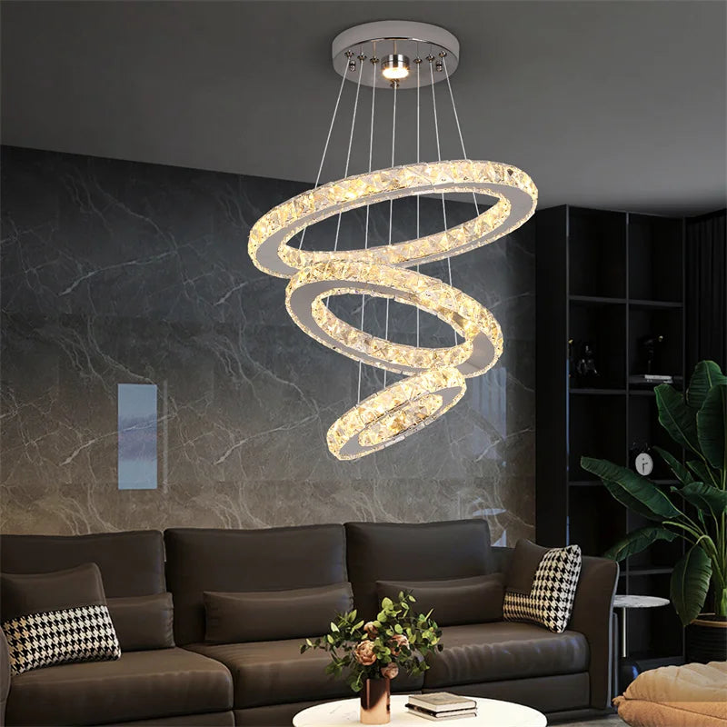 Modern Crystal Chandeliers Ring-Shaped Pendant Lights Living Room And Kitchen Decoration Led Ceiling Lamps Hanging Luminaire
