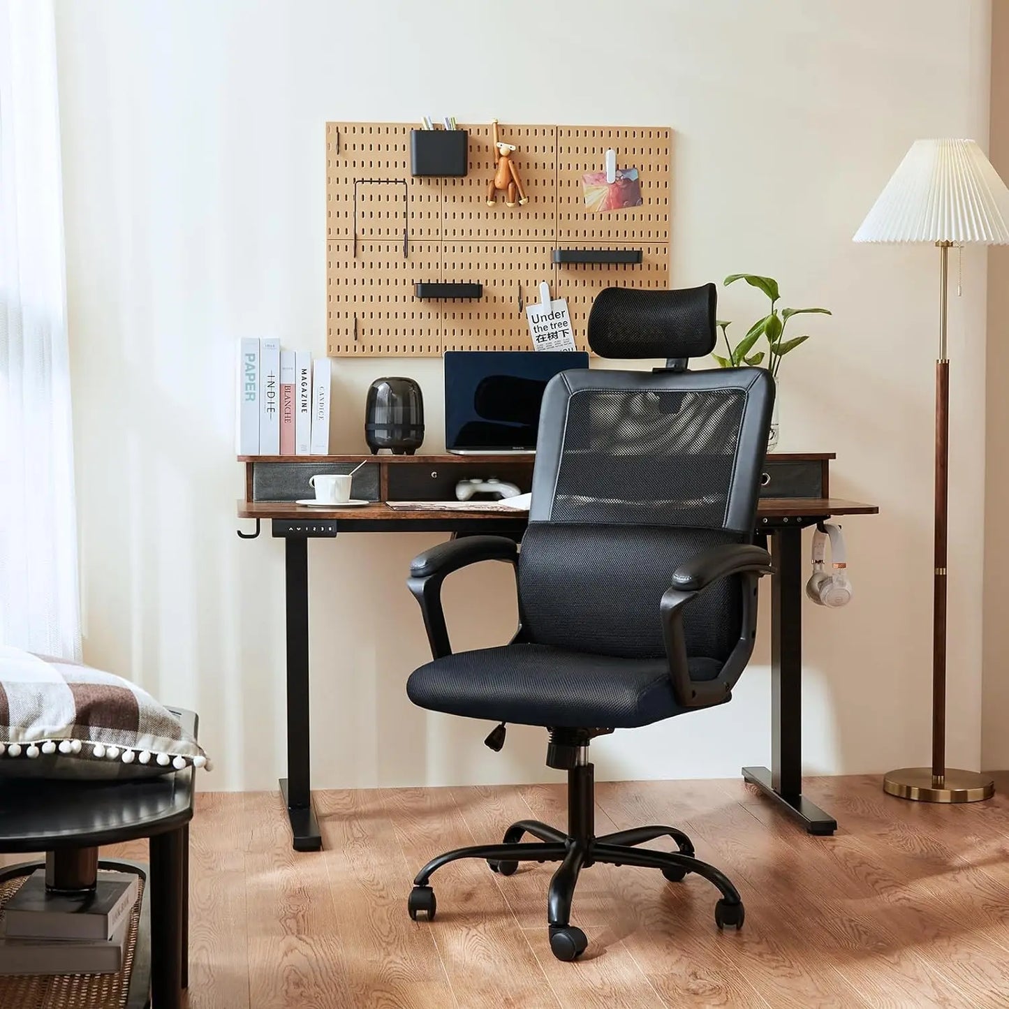 SMUG Office Desk Computer Chair, Ergonomic High Back Comfy Swivel Gaming Home Mesh Chairs with Wheels, Lumbar Support, Adjustabl