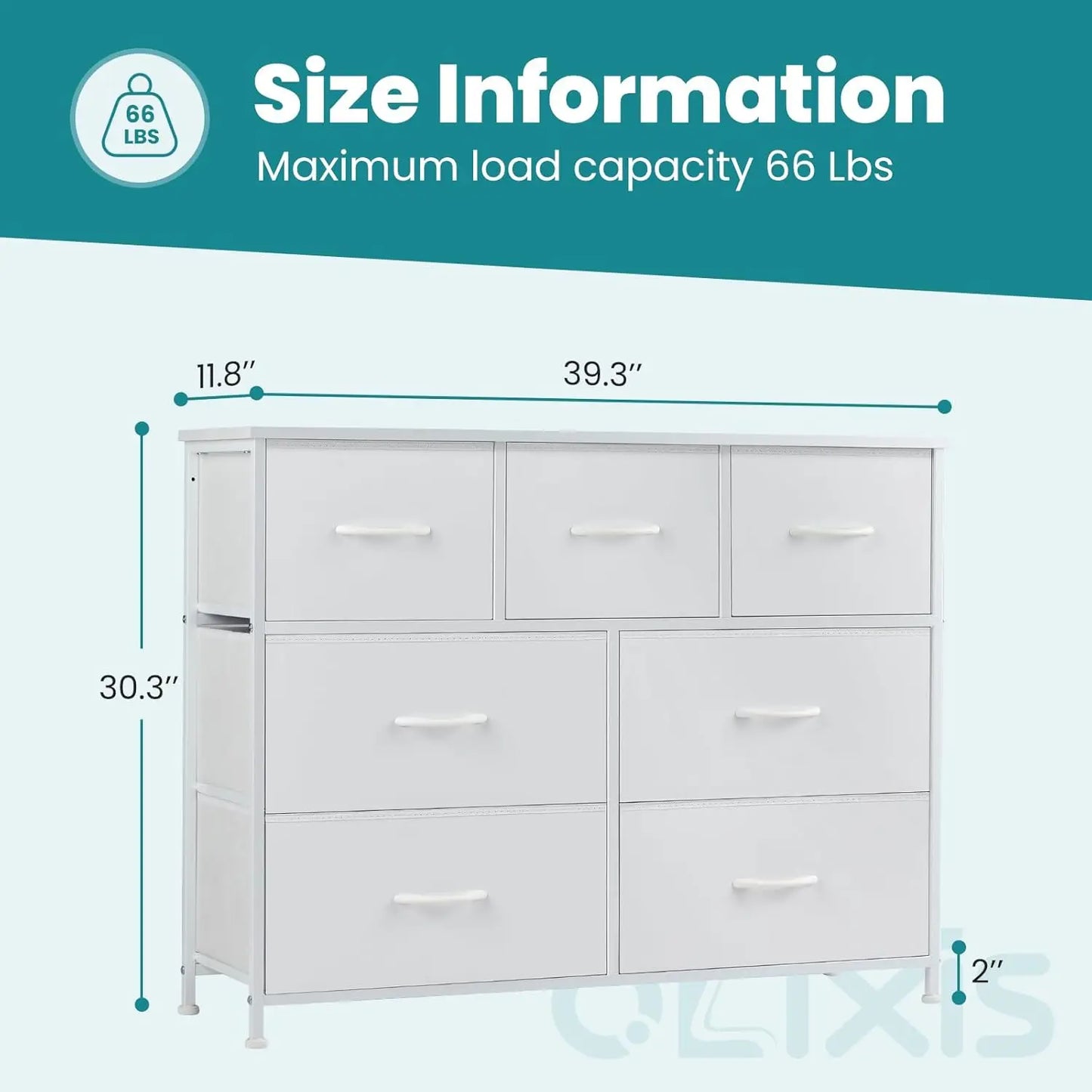 Dresser for Bedroom, 7 Storage Drawers, Wide Fabric Closet Chests Organizer Tower Furniture,TV Stand with Wooden Top Metal Frame
