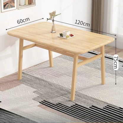 Thick Solid Wood Rectangular Dining Table Set 4 Chairs Restaurant Home Commercial Minimalist Natural Wood Finish Furniture