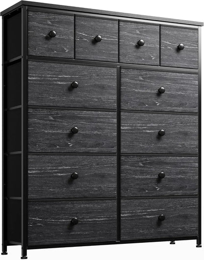 Dresser for Bedroom with 12 Drawers Dressers & Chests of Drawers Black Dresser for Bedroom, Fabric Dresser, Black