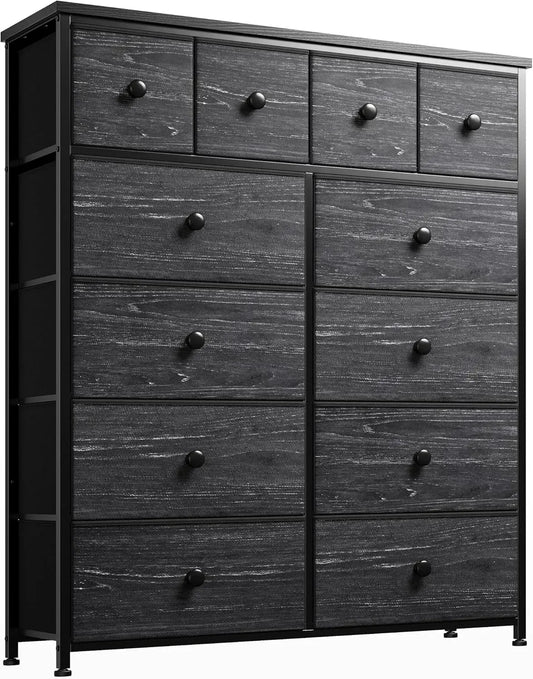 Dresser for Bedroom with 12 Drawers Dressers & Chests of Drawers Black Dresser for Bedroom, Fabric Dresser, Black