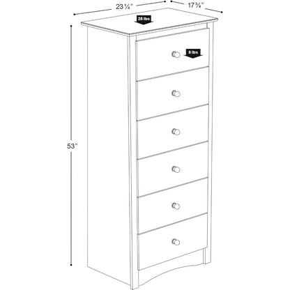 6 Drawer Tall Chest for Bedroom, Dresser,  Storage Cabinet