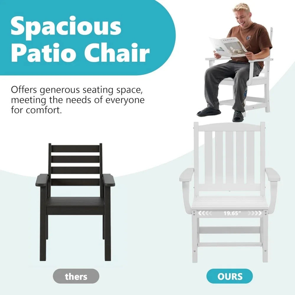 7-Piece HDPE Outdoor Dining Table Sets, Rectangular Patio Dining Furniture Set with 2” Umbrella Hole, Modern Dining 6 Chairs