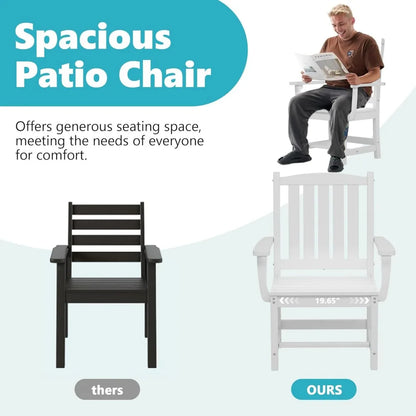 7-Piece HDPE Outdoor Dining Table Sets, Rectangular Patio Dining Furniture Set with 2” Umbrella Hole, Modern Dining 6 Chairs