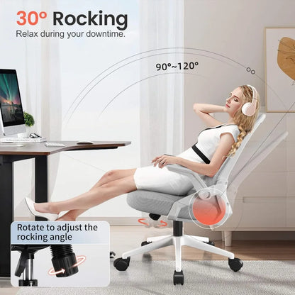 Ergonomic Flip-up Armrest Office Chair for Executive Use, Mesh Fabric & Comfortable Lumbar Support