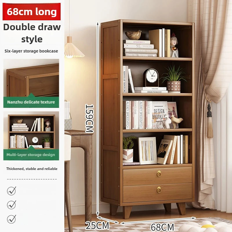 Bookshelf Shelf Floor-to-ceiling living room locker Layered display Storage cabinet Against the wall with pumping bookcase