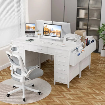 47 Inch Computer Desk with 9 Drawers, Office Desk Work Desk for Home Office, Study, Writing