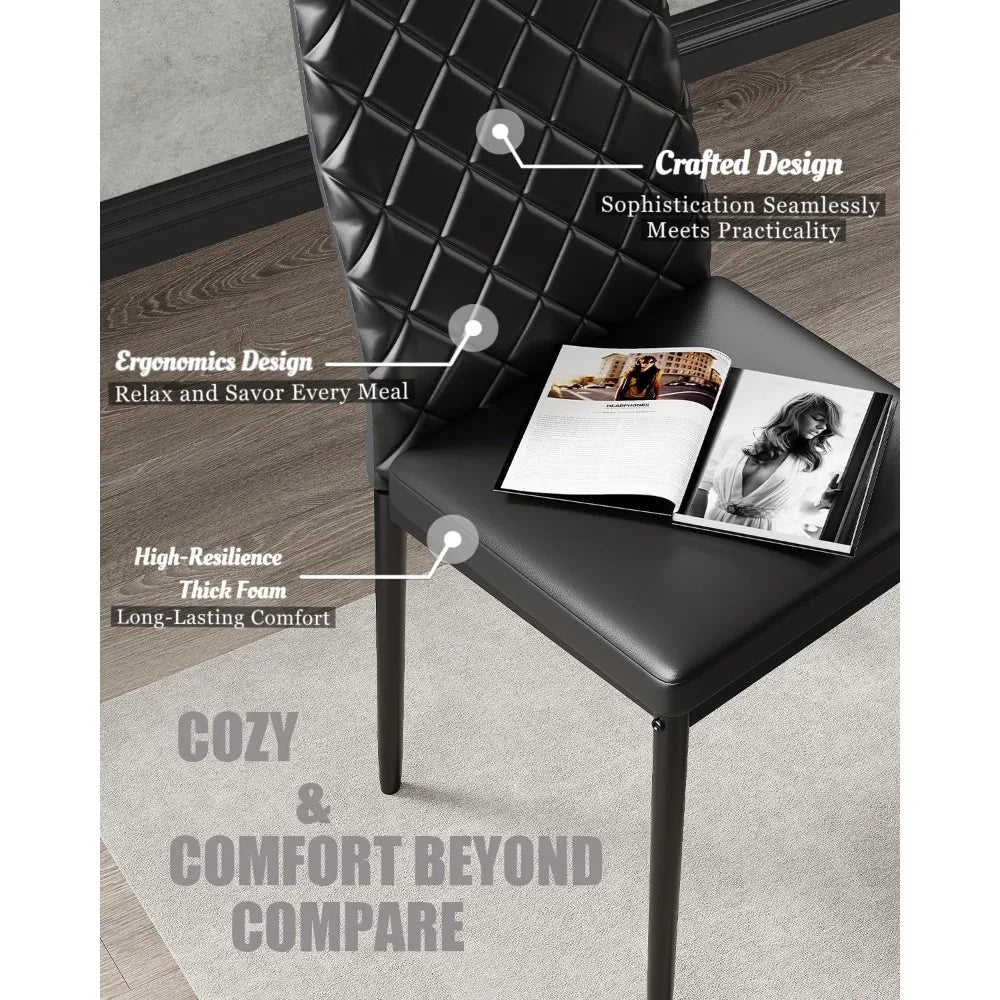 Dining Table Set for 4, Kitchen Table and Chairs Set of 4, 5 Piece Modern Dining Room Table Set with Tempered Glass Top