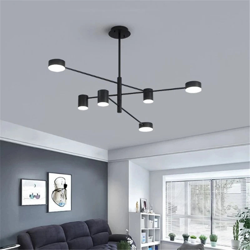 Adjustable Long Pole Pendant Light Modern Living Room LED Ceiling Chandelier Home Decor Bedroom Dining Room Office Hanging Lamp