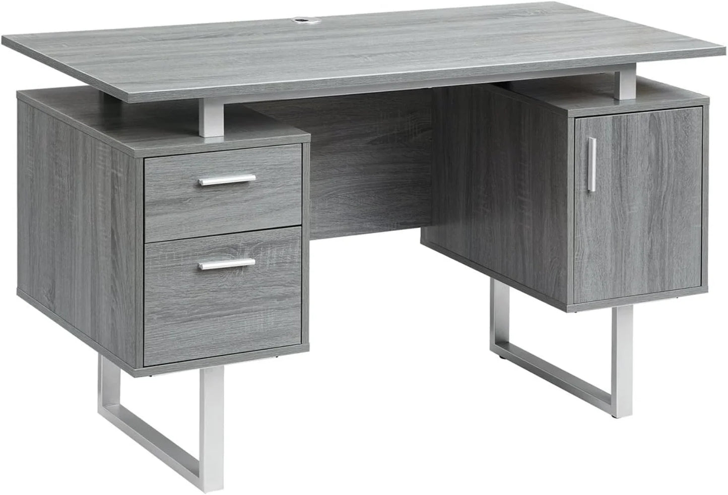 Modern Office Desk with Storage, Gray