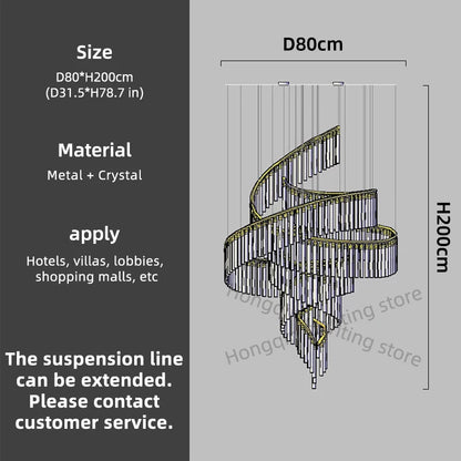 Modern Led Hall Luxury Crystal Chandelier Villa Hall High Ceiling  Hanging Lights Customable Hotel Lobby Hanging Lamp