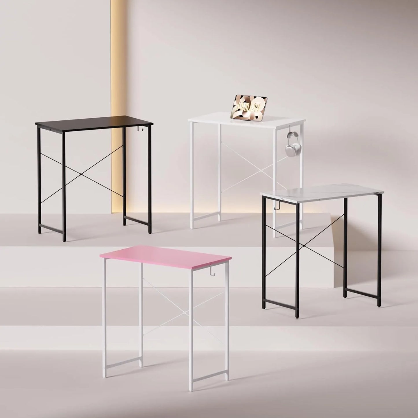 23 Inch Computer Desk for Small Spaces, Home Office Work Desk with Headphone Hook, Small Office Desk Study Writing Table