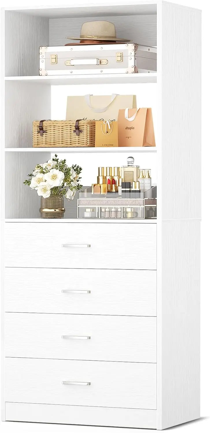 Closet Drawers System, 21.3" Wood Closet Organizer System with 4 Drawers, Modular Walk-in Closet System Storage Unit