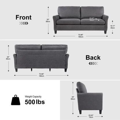 Sofa, 70.8 inch Modern Sofa Couch, Linen Fabric Loveseat Sofas, Comfy Couch for Living Room, Dorm, Office, Apartment