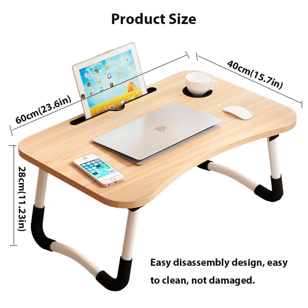 Folding Laptop Desk for Bed Sofa Laptop Bed Tray Table Desk Portable Lap Desk With tablet slot and cup holder Table support