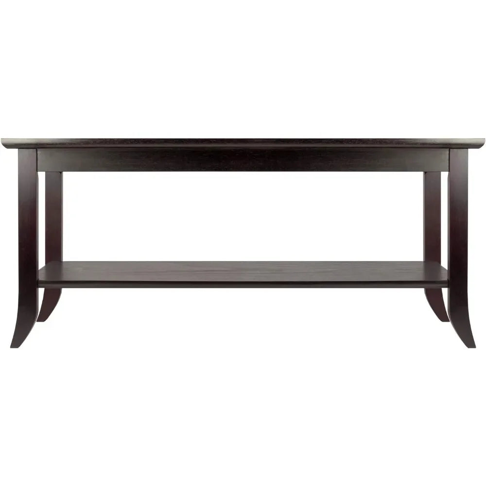 Tea and Coffee Tables for Living Room Chairs Espresso Center Table Salon Genoa Rectangular Coffee Table With Glass Top And Shelf