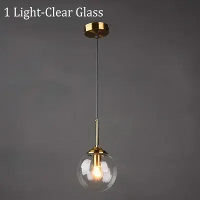 Amber Smoke Gray Clear Glass Pendant Lamp LED E27 Hanging Light for Dining Room Table Kitchen Island Bedroom Bedside Lighting