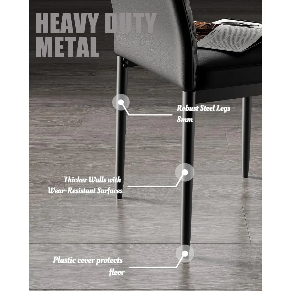 Dining Table Set for 4, Kitchen Table and Chairs Set of 4, 5 Piece Modern Dining Room Table Set with Tempered Glass Top